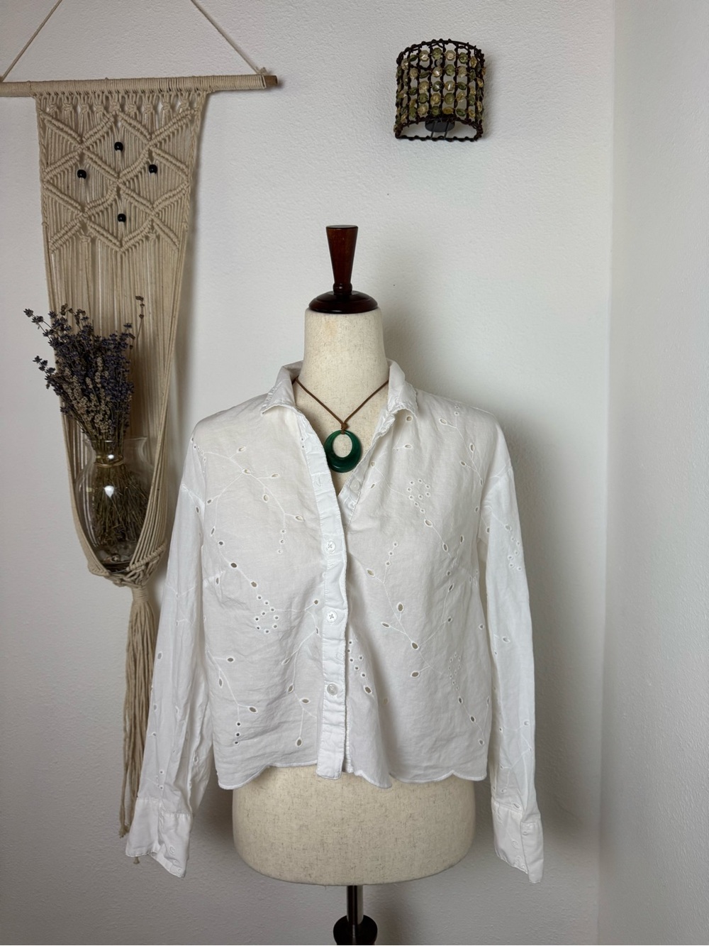 a new day White Eyelet Button-Up Blouse